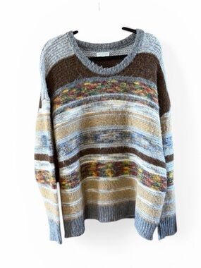 Earthbound Trading‎ Co Boho Striped Knit Pullover Sweater